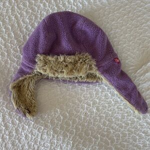 Zutano Purple Fleece Kids Hat with Faux Fur Lining